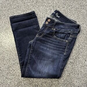 American Eagle Jeans Womens 4 29x24 Low Rise Artist Crop Stretch Dark Wash Y2K